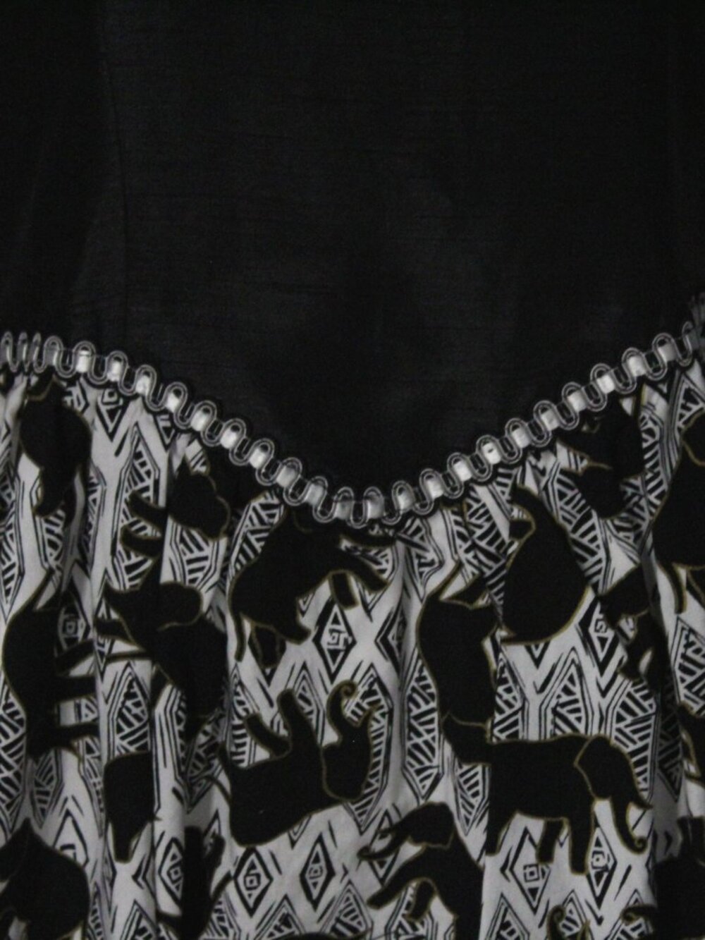 Vintage Handmade Black Gold Elephant Metallic Pinup Swing Dress S - Picture 6 of 8